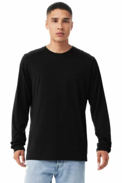 Unisex Jersey Long-Sleeve T-Shirt -Jiffyshirts Store 3513 Black Heather Triblend 1