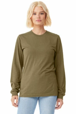 Unisex Jersey Long-Sleeve T-Shirt -Jiffyshirts Store 3513 Olive Triblend F 1