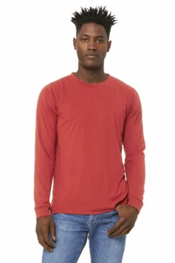 Unisex Jersey Long-Sleeve T-Shirt -Jiffyshirts Store 3513 Red Triblend 1