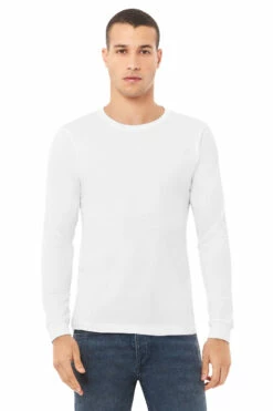 Unisex Jersey Long-Sleeve T-Shirt -Jiffyshirts Store 3513 Solid White Triblend 1
