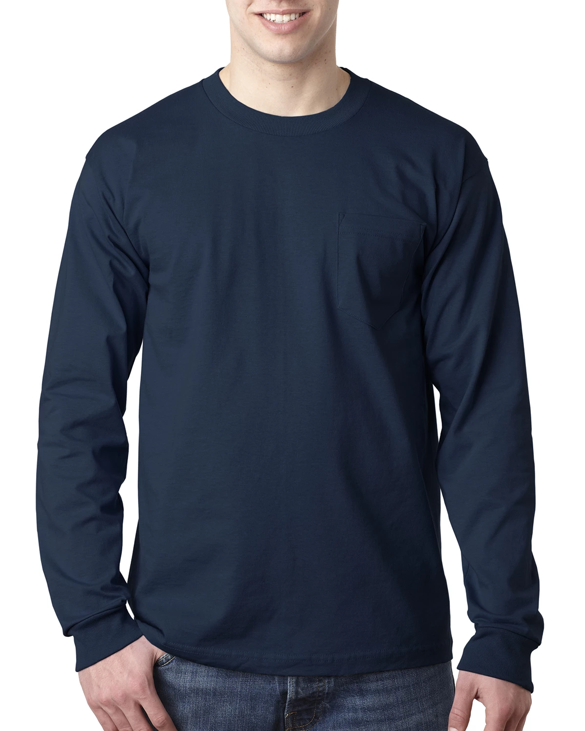 Adult Unisex 6.1 Oz., 100% Cotton Long Sleeve Pocket T-Shirt 16 Adult Unisex 6.1 Oz., 100% Cotton Long Sleeve Pocket T-Shirt - Image 14