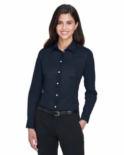 Ladies' Crown Woven Collection™ Solid Stretch Twill -Jiffyshirts Store 3b37ad82a4abec