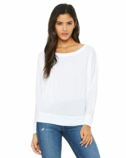 Ladies' Flowy Long-Sleeve Off Shoulder T-Shirt -Jiffyshirts Store 3b9cd673086ede