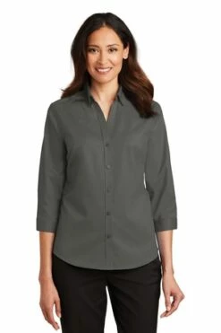 Ladies 3/4-Sleeve SuperPro Twill Shirt -Jiffyshirts Store 3c3698e7850d06