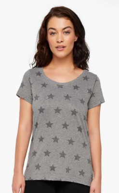 Women's Star Print Scoop Neck T-Shirt -Jiffyshirts Store 406c75baf45301