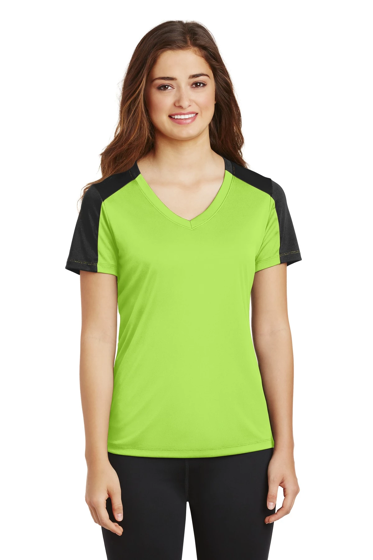 Ladies PosiCharge Competitor Sleeve-Blocked V-Neck Tee 3 Ladies PosiCharge Competitor Sleeve-Blocked V-Neck Tee