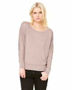 Ladies' Flowy Long-Sleeve Off Shoulder T-Shirt -Jiffyshirts Store 440ee444bfe0ff