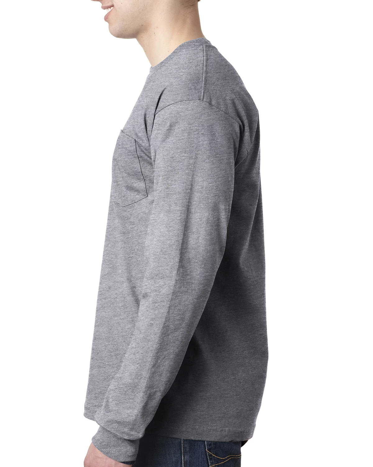 Adult Unisex 6.1 Oz., 100% Cotton Long Sleeve Pocket T-Shirt 4 Adult Unisex 6.1 Oz., 100% Cotton Long Sleeve Pocket T-Shirt - Image 2