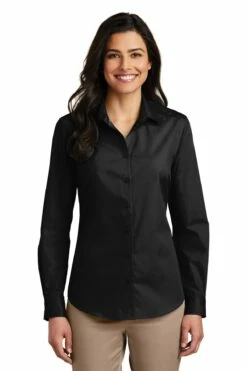 Ladies Long Sleeve Carefree Poplin Shirt -Jiffyshirts Store 457c1573aab296