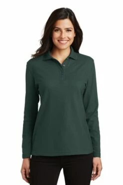 Ladies Silk Touch Long Sleeve Polo -Jiffyshirts Store 45b2dd3dac501b
