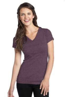 District Ladies' Junior Tri-Blend V-Neck Tee -Jiffyshirts Store 45b4b287bf6205