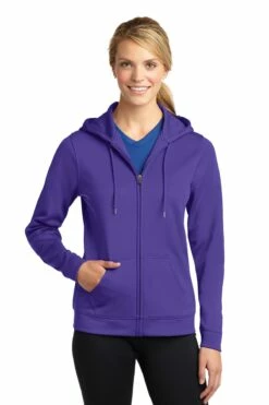 Ladies Sport-Wick Fleece Full-Zip Hooded Jacket -Jiffyshirts Store 47e54b6a5e7989
