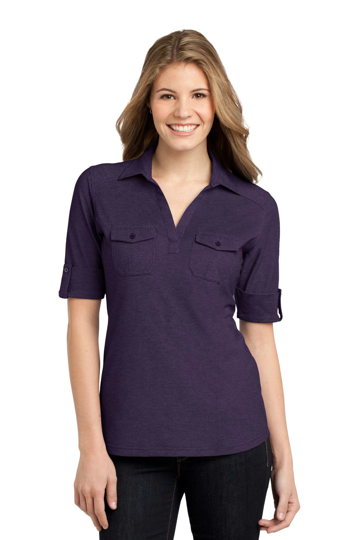 Ladies Oxford Pique Double Pocket Polo 7 Ladies Oxford Pique Double Pocket Polo - Image 5