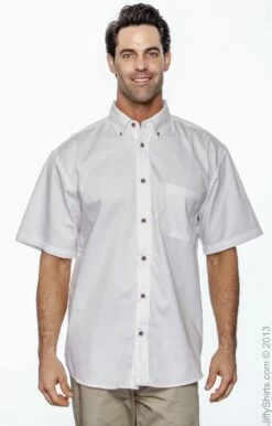 Men's Easy Blend™ Short-Sleeve Twill Shirt With Stain-Release -Jiffyshirts Store 4ACB1A0971904F