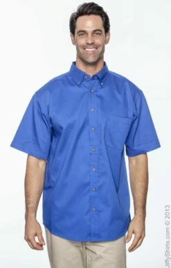 Men's Easy Blend™ Short-Sleeve Twill Shirt With Stain-Release -Jiffyshirts Store 4AD5D7F9CCF6D6