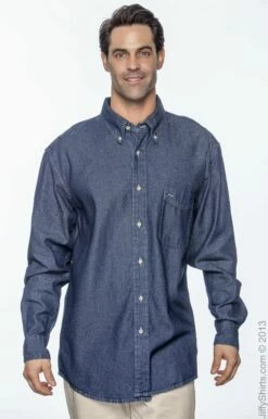 Men's 6.5 Oz. Long-Sleeve Denim Shirt -Jiffyshirts Store 4AE4BBA58CEB79