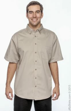Men's Easy Blend™ Short-Sleeve Twill Shirt With Stain-Release -Jiffyshirts Store 4B2201822EEEB0
