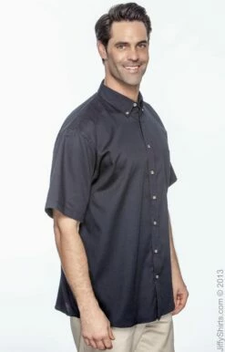 Men's Easy Blend™ Short-Sleeve Twill Shirt With Stain-Release -Jiffyshirts Store 4B2A5F9A4D8477