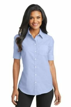 Ladies Short Sleeve SuperPro Oxford Shirt 14 Ladies Short Sleeve SuperPro Oxford Shirt -Jiffyshirts Store 4a6c271a85c678