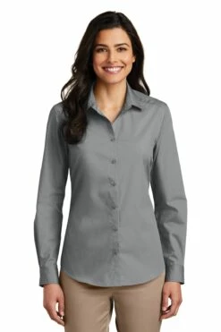 Ladies Long Sleeve Carefree Poplin Shirt -Jiffyshirts Store 4de8b1227aae5d