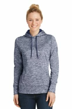Ladies PosiCharge Electric Heather Fleece Hooded Pullover -Jiffyshirts Store 507112539e70f2