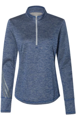 ADIDAS Ladies' 3-Stripes Heather Quarter-Zip -Jiffyshirts Store 52aee163b46db6