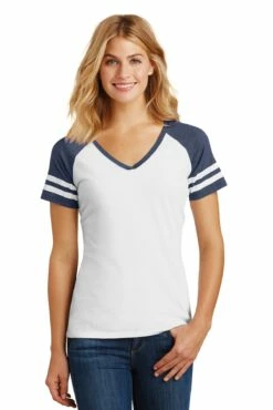 District Ladies' Game V-Neck Tee -Jiffyshirts Store 532254eb17b466