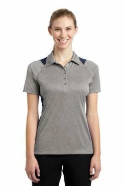 Ladies Heather Colorblock Contender Polo -Jiffyshirts Store 53c8cf8234bcf1