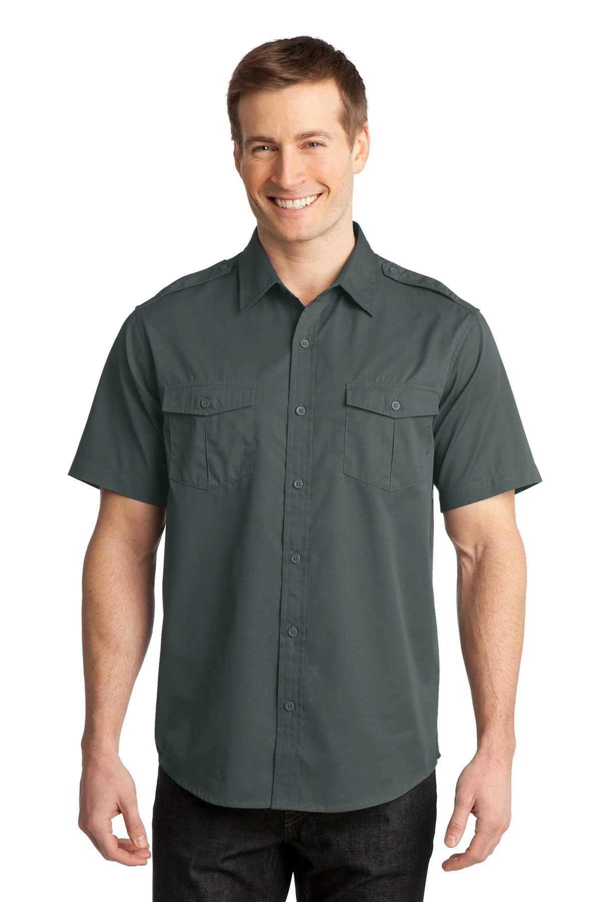 Stain-Release Short Sleeve Twill Shirt 7 Stain-Release Short Sleeve Twill Shirt - Image 5