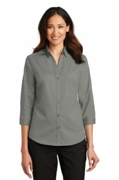 Ladies 3/4-Sleeve SuperPro Twill Shirt -Jiffyshirts Store 5a323603dd741c