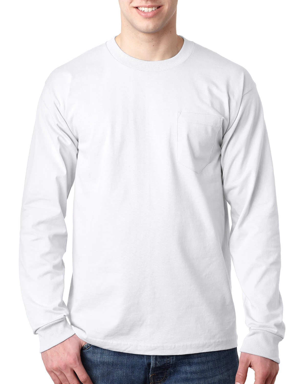 Adult Unisex 6.1 Oz., 100% Cotton Long Sleeve Pocket T-Shirt 6 Adult Unisex 6.1 Oz., 100% Cotton Long Sleeve Pocket T-Shirt - Image 4