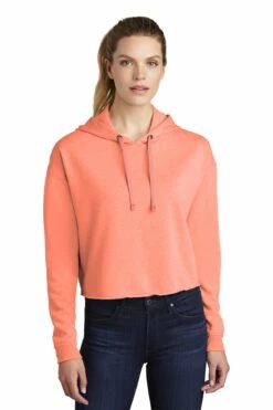 Ladies PosiCharge Tri-Blend Wicking Fleece Crop Hooded Pullover -Jiffyshirts Store 5e1da62f526a85