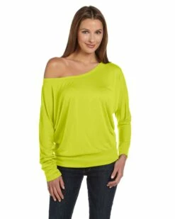 Ladies' Flowy Long-Sleeve Off Shoulder T-Shirt -Jiffyshirts Store 5f22eb861d4bd3