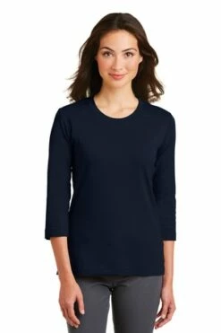 Ladies Modern Stretch Cotton 3/4-Sleeve Scoop Neck Shirt -Jiffyshirts Store 5ff64e9f38f8d5