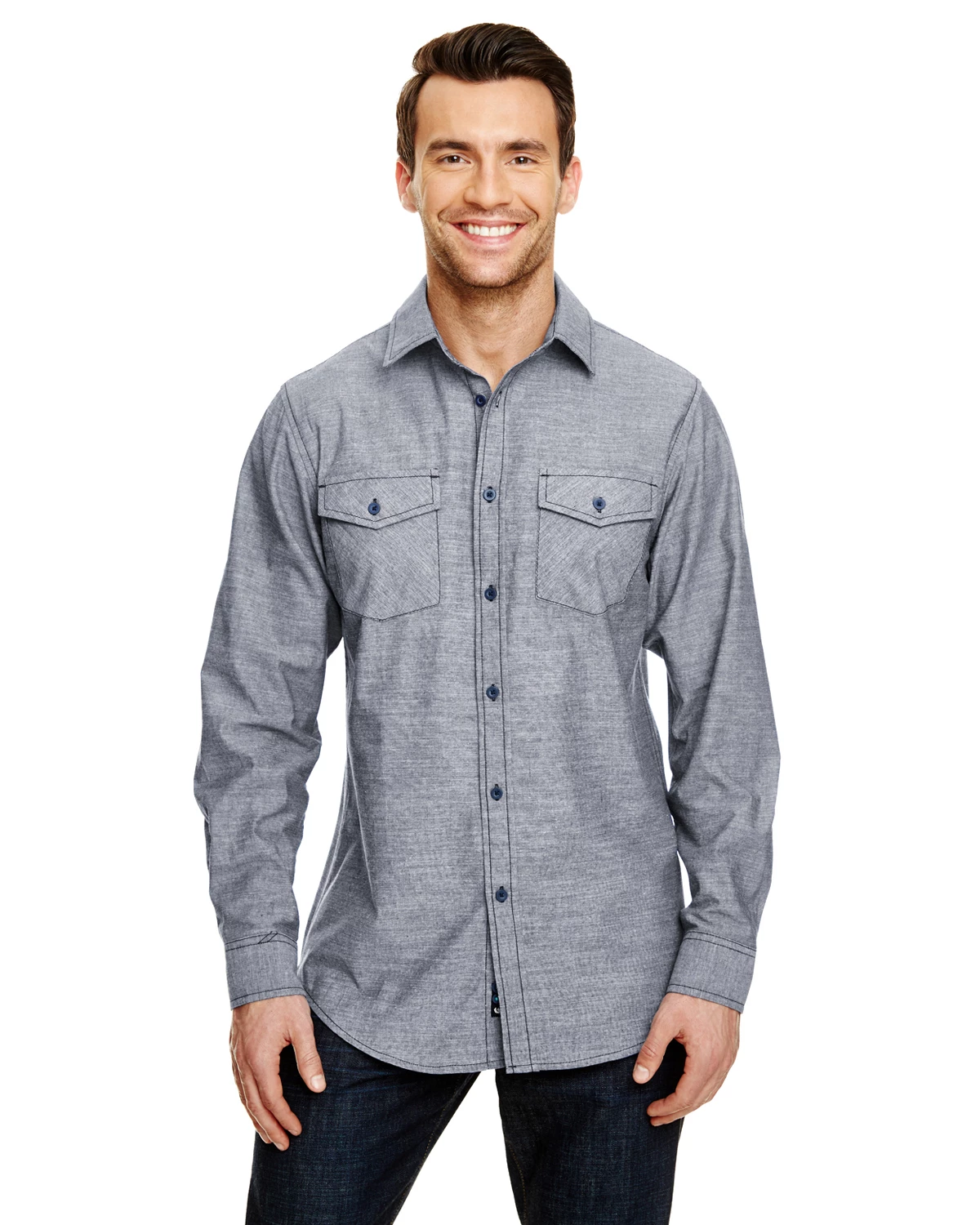 Mens Chambray Woven Shirt 6 Mens Chambray Woven Shirt - Image 4