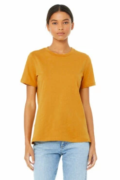 Ladies' Heathered Relaxed Jersey Short-Sleeve T-Shirt -Jiffyshirts Store 6400CVC Heather Mustard 1