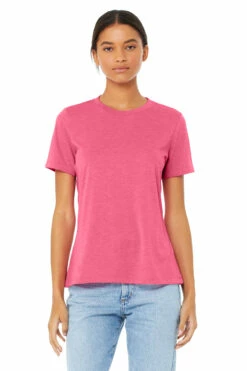Ladies' Triblend Relaxed Jersey Short-Sleeve T-Shirt -Jiffyshirts Store 6413 Charity Pink Triblend 1