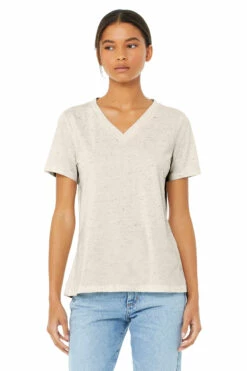 Ladies' Relaxed Jersey V-Neck T-Shirt -Jiffyshirts Store 6415 Oatmeal Triblend 1