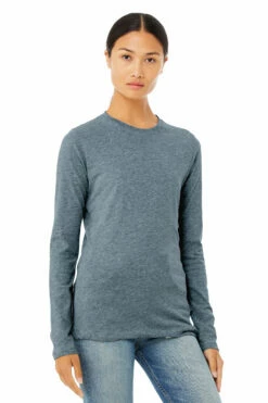 Ladies' Jersey Long-Sleeve T-Shirt -Jiffyshirts Store 6500 Heather Slate 1