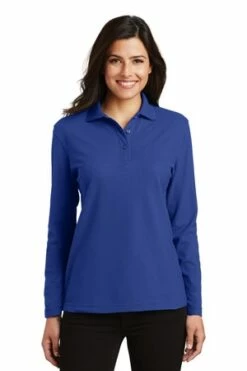 Ladies Silk Touch Long Sleeve Polo -Jiffyshirts Store 65654edfbf40c3
