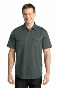 Stain-Release Short Sleeve Twill Shirt