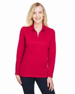 CrownLux Performance™ Ladies' Plaited Long Sleeve Polo -Jiffyshirts Store 68ac05bba2fc4f