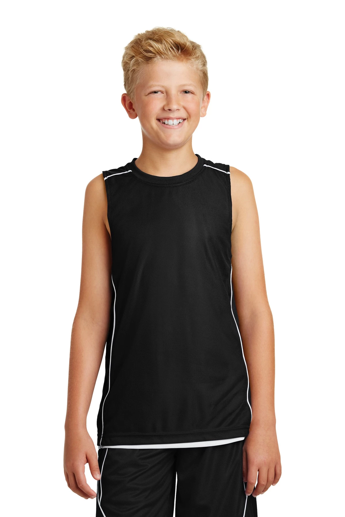 Youth Unisex PosiCharge Mesh Reversible Sleeveless Tee 7 Youth Unisex PosiCharge Mesh Reversible Sleeveless Tee - Image 5