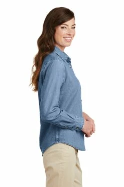Ladies Long Sleeve Value Denim Shirt -Jiffyshirts Store 68c23443e3c8a1