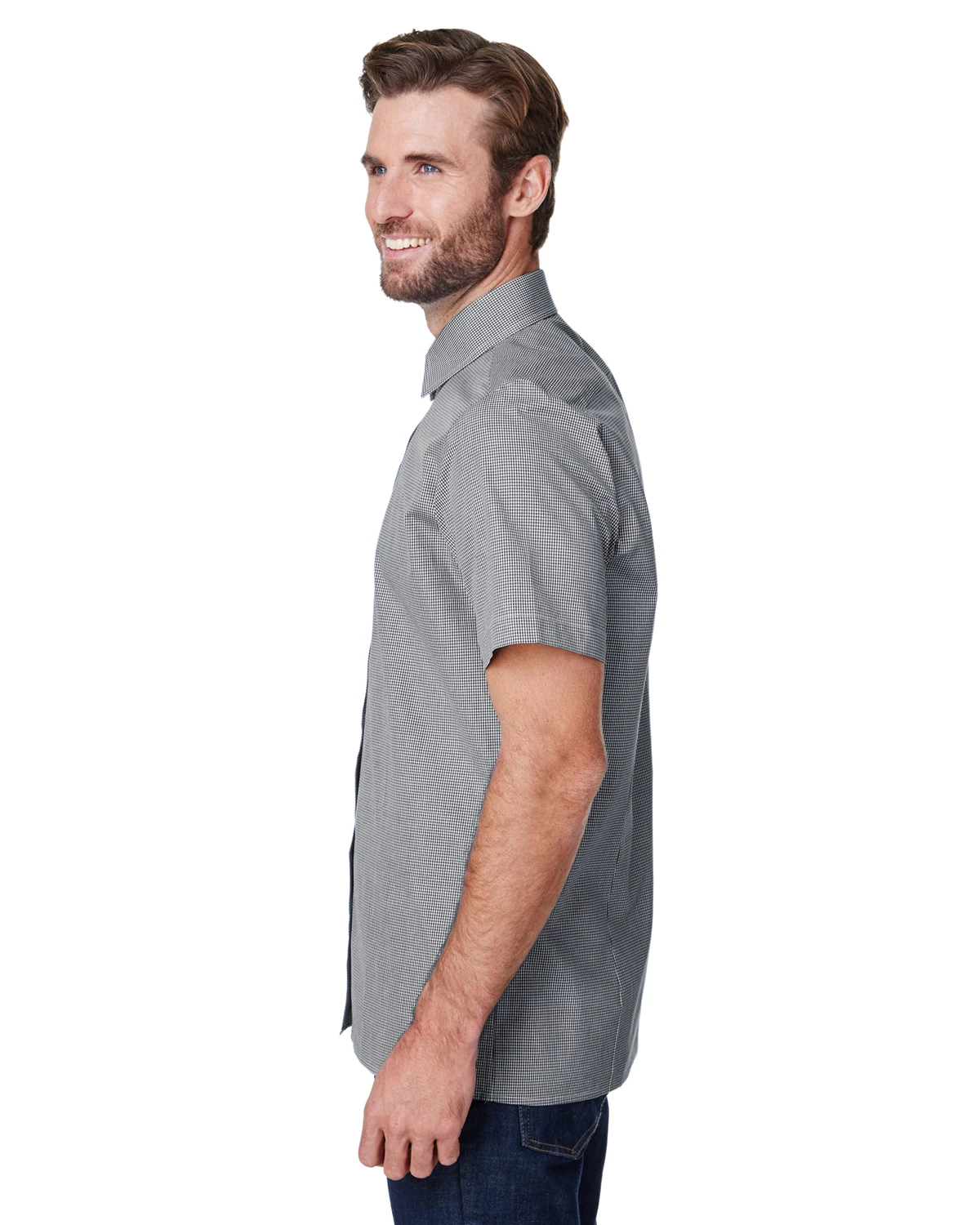 Mens Microcheck Gingham Short-Sleeve Cotton Shirt 4 Mens Microcheck Gingham Short-Sleeve Cotton Shirt - Image 2