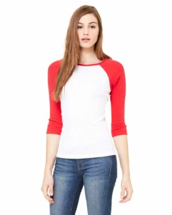 Ladies' Baby Rib 3/4-Sleeve Contrast Raglan T-Shirt -Jiffyshirts Store 6b77f28d89f6b0