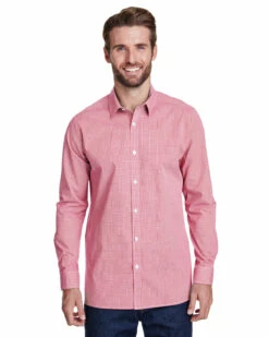 Men's Microcheck Gingham Long-Sleeve Cotton Shirt -Jiffyshirts Store 6d8cf30dba857d