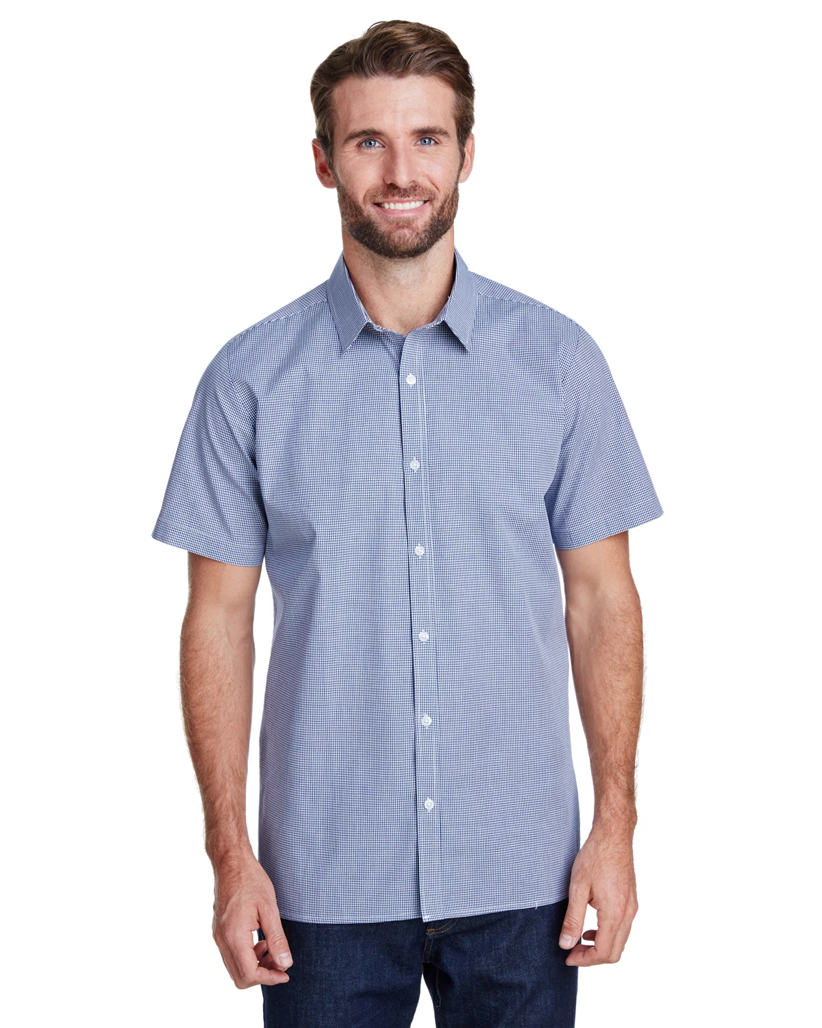 Mens Microcheck Gingham Short-Sleeve Cotton Shirt 8 Mens Microcheck Gingham Short-Sleeve Cotton Shirt - Image 6
