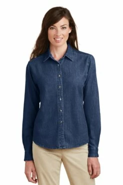 Ladies Long Sleeve Value Denim Shirt -Jiffyshirts Store 6f7c481954b952