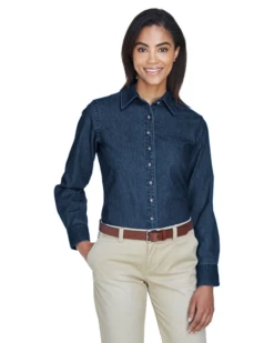 Ladies' 6.5 Oz. Long-Sleeve Denim Shirt 17 Ladies' 6.5 Oz. Long-Sleeve Denim Shirt -Jiffyshirts Store 7392a0c5e72467